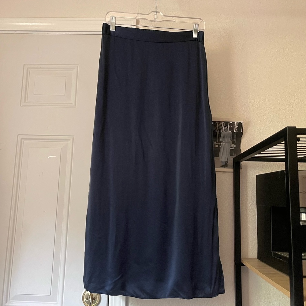 THE CAUSE COLLECTION blue silk‎ elastic back waist midi maxi skirt